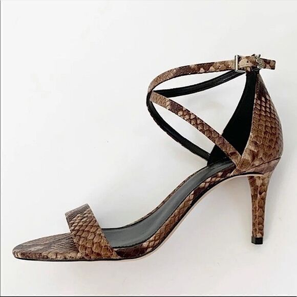 Michael KORS Mid Heel Ava Leather Snakeskin Sandal - Picture 10 of 10